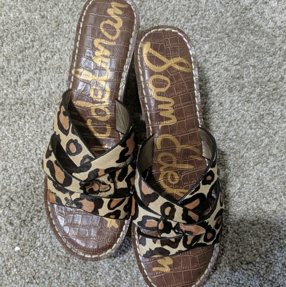 Sam Edelman Leopard Platform 3" Wedge Slides 9.5 - Picture 3 of 7